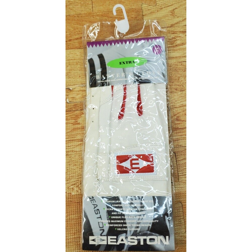Easton Batter's Glove LH XL White Red Leather New in Package